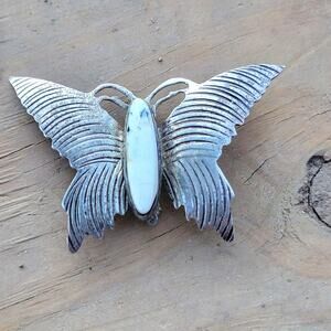 G Nelson Sterling Silver Butterfly Brooch, Southwestern Navajo Designer,